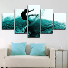 Prints Poster Wall Modular Picture Surfer Canvas Art Home Decoration 5 Pieces Surfing Living Room Modern Paintings Artwork 2024 - buy cheap