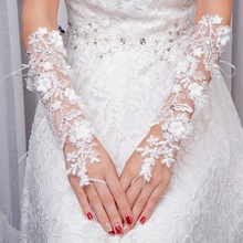 White long flowers sexy wedding bridal lady girl women fingerless gloves free shipping 2024 - buy cheap
