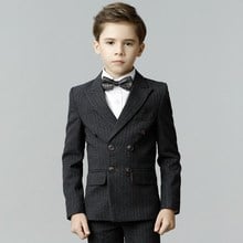 Trajes de moda para niños de alta calidad para bodas, traje de boda a rayas azul marino, traje formal, blazer 2024 - compra barato