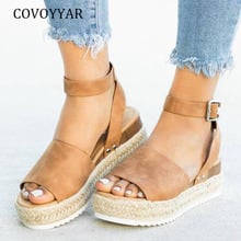 COVOYYAR 2019 Summer Leopard Casual Women Sandals Ankle Strap Wedge Platform Shoes Woman Open Toe Heeled Pumps Big Sizes WSS407 2024 - buy cheap