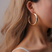 2018 New Silver European American Fashion OL Wild Gold Geometric Round Big Circle Hoop Earrings Women Exaggerated Ruili Earrings 2024 - buy cheap