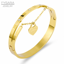 FYSARA-etiqueta de pulseras de acero inoxidable para mujer, brazaletes y pulseras de circón con números romanos, marca de lujo 2024 - compra barato