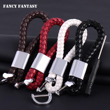 Fancy&Fantasy New Business Keychain Braided Leather Zinc Alloy Key Chain Key Ring Car Horseshoe Buckle Luxury Jewelry Gifts 2024 - buy cheap