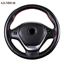 Car Steering Wheel Cover Genuine Leather Auto Steering-Wheel Soft Anti slip 100% Cowhide Braid Case With Needles Thread 38cm 2024 - buy cheap