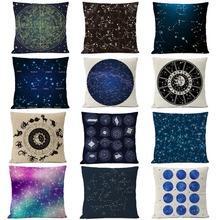 Нордическая фиолетовая черная Звездная ночь 12 созвездий наволочка для подушки домашняя декоративная наволочка льняная наволочка диванная подушка 2024 - купить недорого