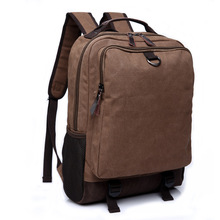 Fashion Men Canvas Leather Backpack for College Student Travel School Bags Male Multifunction Business Packbags Laptop Backpack 2024 - buy cheap