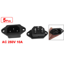 Top quality 5 Pcs 3P IEC 320 C14 Male Plug Panel Power Inlet Sockets Connectors AC 250V 10A 2024 - buy cheap