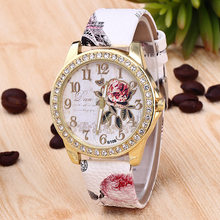 Reloj de moda 2018 relojes de mujer de cuero de flores reloj de cuarzo reloj de pulsera para mujer 2024 - compra barato