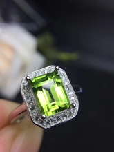 Natural green peridot Ring S925 Silver Natural olivine Stylish luxury Square pillow Ring girl Women's gift Rings fine Jewelry 2024 - buy cheap