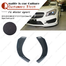 Car Accessories Carbon Fiber PC Style Front Lip 2pcs Fit For 2013-2014 MB W117 C117 CLA Class Front Bumper Splitter Lip 2024 - buy cheap