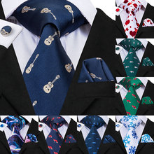 C-3090 Men Tie Silk Woven 8.5cm New Animal Fox Blue Music Tie Necktie Hanky Cufflinks Set Fashion Party Wedding Tie Set for Mens 2024 - buy cheap