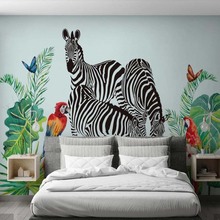 Hand Painting Color Rainforest Tropical Plant Wallpaper Mural for Living Room Bedroom 3D Floral Wall Paper Murals Zebra Custom 2024 - buy cheap
