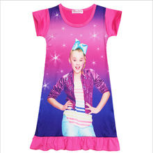 Ночная рубашка для девочек, милые Мультяшные платья принцессы, детская одежда для сна с принтом Jojo siwa, детская ночная рубашка для дня рождения 2024 - купить недорого