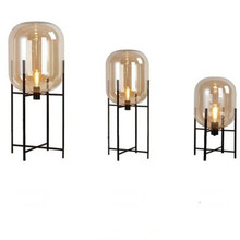 Lámpara de mesa moderna de cristal ámbar gris decoración de cristal lámpara de escritorio lámpara de noche para dormitorio luces LED luminarias Lámpara decorativa 2024 - compra barato