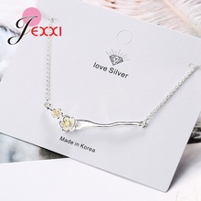 100% 925 Sterling Silver Necklaces for Women Chic Plum Blossom Style Chokers Neck Decoration Fashion Elegant Lady Jewelry 2024 - buy cheap