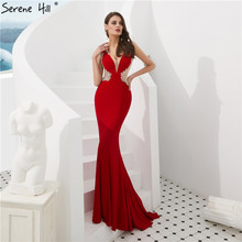 Serene hill sexy com decote em v cristal elegante vermelho sereia vestidos de noite ilusão voltar formal vestidos de festa para mulher 2022 bla6680 2024 - compre barato