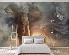 Beibehand-papel de parede personalizado pintado à mão, elefante, pássaro voador, plano de fundo, parede de casa, decoração, sala de estar, quarto, 3d 2024 - compre barato