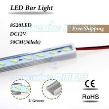 5pcs led luces strip light 8520 aluminum profile 50cm 36led 12V white/warm white no waterproof led bar light with U/V groove 2024 - buy cheap