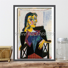 Retrato de dora maar por pablo picasso hd pintura em tela impressão quarto decoração da casa moderna arte da parede pintura a óleo quadro cartaz 2024 - compre barato