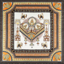 Cachecol quadrado de seda em sarja, lenço com estampa de palácio boêmio, bandana, cachecol xale feminino, lenços de grife 130*130 cm 2024 - compre barato
