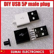 Free Shipping 10sets wire bonding 3 in 1 wire welding type A USB plug USB male white&black a-pple plastic shell 2024 - buy cheap