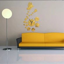 Butterfly Flowers 3D Wall Clock Mirror Wall Stickers Home Decoration TV Background Decoration Mirror Living Room Sticking Decal 2024 - buy cheap