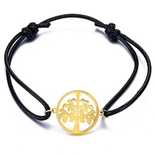 Gold Tree of Life Charm Bracelet For Women Wrist Bracelet Adjustable Leather Chain Stainless Steel Hebrew Jewelry 2019 New Gifts 2024 - buy cheap