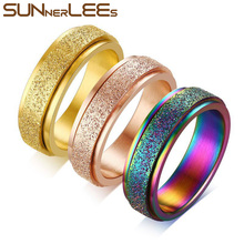 SUNNERLEES-anillos de acero inoxidable de titanio para hombre y mujer, Color negro, azul, rosa, dorado, esmalte opaco colorido, joyería de regalo, R-452, 6mm 2024 - compra barato