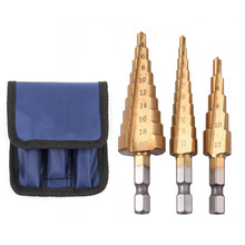 NEW 3pcs HSS Step Drill Bits Titanium Coated Step Cone Woodworking Metal Cutting Tools Set  3-12mm 4-12mm 4-20mm #15 2024 - buy cheap