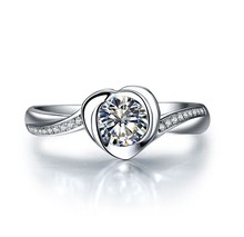 Anel de moissanite positiva, anel de casamento feminino resistente à ouro branco 18k, anel de aniversário feminino, estilo coração, promessa amor, quilate 2024 - compre barato