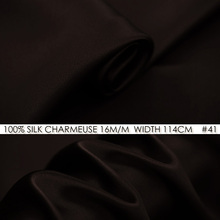 SILK CHARMEUSE SATIN 114cm width 16momme/100% Natural Silk Fabric Fashion Fabric Wedding Dress Sewing Fabric Dark Brown NO 41 2024 - buy cheap