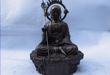 USPS в США S1091 12 Китайский буддистский храм Изысканная медная бронза Jizo Rohan статуя монаха, Будды 2024 - купить недорого
