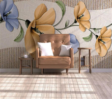 Papel de parede decorativo 3d, estilo retrô, flor, fundo, pintura de parede 2024 - compre barato