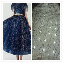 Hot sale Nigerian Tulle Lace Fabrics J-1098 African French Net Lace Fabric sequins Embroidered Mesh Lace Fabric 2024 - buy cheap