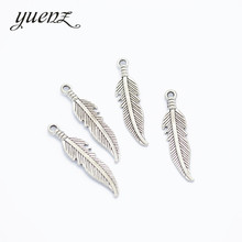 YuenZ-Colgante de Metal con plumas de color plateado antiguo, accesorio para pulsera, collar, pendiente, fabricación de joyas, 27x6mm, 30 Uds., D320 2024 - compra barato