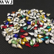 Pedra de cristal luxuosa para acessórios e fazer joias, opções de cores variadas 100x13mm, 6x10mm 2024 - compre barato