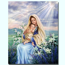 Pintura diamante virgem maria crianças religião cristã jesus cristo diy 3d diamante bordado amor materno criança presentes religiosos 2024 - compre barato