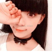 Fashion Lolita Handmade Punk Dark Leather Bow Bowknot Rivet Bullet Choker Collar Necklace 2024 - buy cheap