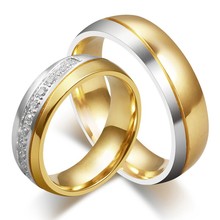 Обручальные кольца для женщин/мужчин золотого цвета с австрийским кристаллом 2024 - купить недорого
