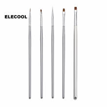 ELECOOL 5PCs/Set Portable Nail Art Painting Brush UV Gel Painting Drawing Pen Set With Silver Handle 3D Manicure Design Draw Pen 2024 - buy cheap