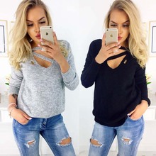 New Women Sweater Loose Pullover Sweaters Women V Neck Long Sleeve Female Autumn Sweater Knitted Sweater Plus Size 2024 - buy cheap