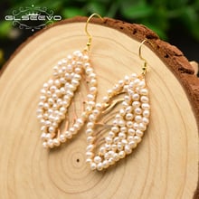 XlentAg Origina Handmade Natural Fresh Water Pearl Leaf Drop Earrings For Women Flower Earring Fine Jewelry Brinco Bijoux GE0749 2024 - buy cheap