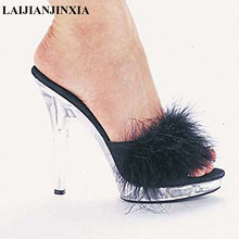 Laijianjinxia chinelos de salto alto 5 tamanhos, calçados para mulheres de 13cm, chinelos de cristal 2024 - compre barato