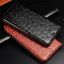Capa de celular de textura de avestruz para nokia 7.1 3.1 plus 9 capa tipo carteira com espaços para cartões e estojo de couro genuíno 2024 - compre barato