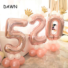 13pcs/lot Rose Gold Number Balloon Happy Birthday Party Decoration Wedding Helium Balloon Kids Boy Girl Party Ballon 2024 - buy cheap