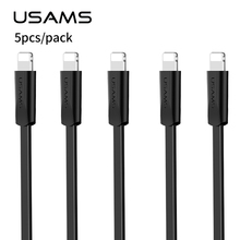 5 шт./лот USAMS оригинальный USB кабель для iPhone телефон кабель 2A USB кабель для iPhone синхронизации данных USB 5 зарядный кабель для iOS iPad 2024 - купить недорого