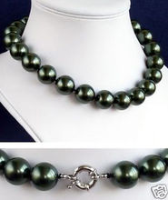 12mm Natural south sea black shell pearl necklace 18" AAA style Fine Noble real Natural free shipping 2024 - buy cheap