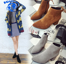 Huanqiu botas femininas de outono e inverno, botas clássicas com zíper ponta em neve, sapatos femininos, plus size 45 zll78 2024 - compre barato