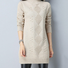 Suéter feminino manga longa, blusão feminino casual longo de veludo macio e quente, novo, 2021 2024 - compre barato