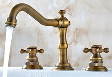 Antique Brass Deck Montado Cruz Dupla Handles Banheiro Vessel Sink Faucet Bacia Torneiras Misturadoras anf055 2024 - compre barato